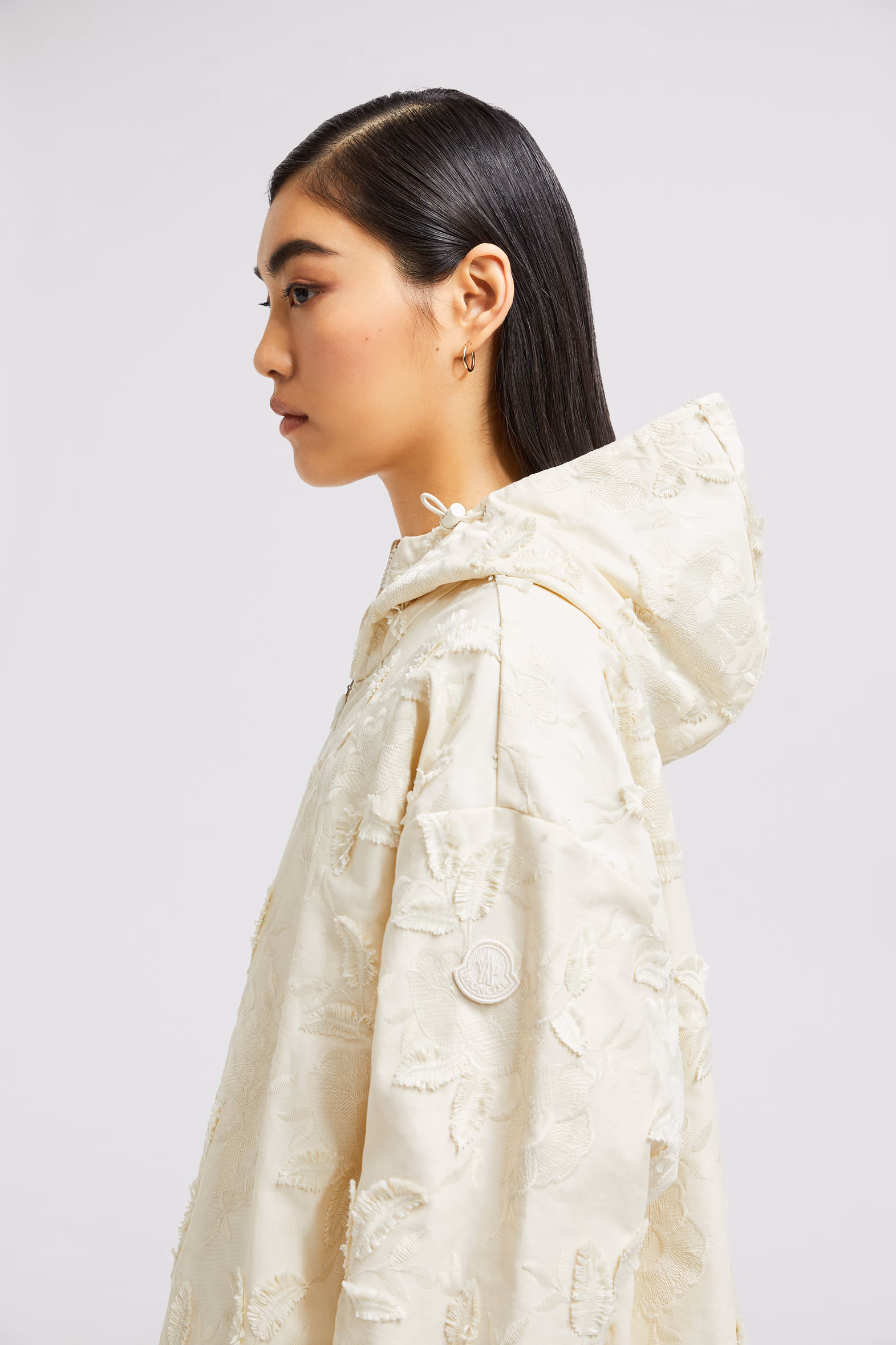 Charmeil Textured Hooded Jacket Women White Ivory Moncler 4